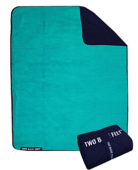 XL Sherpa Lined Waterproof Beach Travel Blanket (Marine Blue/Teal)