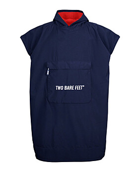 Waterproof Hooded Sleeveless Poncho Changing Robe (Marine Blue/Red)-Large