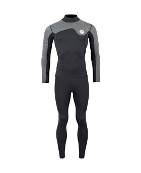 Two Bare Feet Mens Aspect Back Zip 2.5mm Wetsuit Jacket & Pants Set (Black/Grey)
