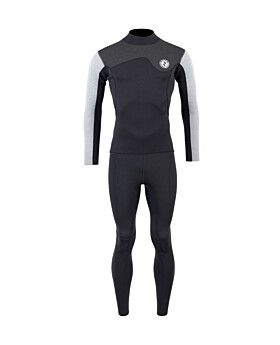 Two Bare Feet Mens Aspect Back Zip 2.5mm Wetsuit Jacket & Pants Set (Black/Grey/Grey)
