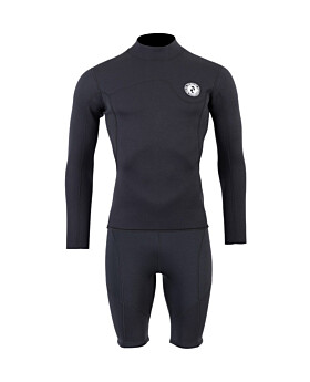 Two Bare Feet Mens Aspect Back Zip 2.5mm Wetsuit Jacket & Shorts Set (Black)