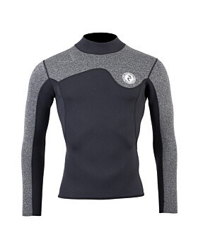 Two Bare Feet Mens Aspect Fleece Lined Zipless Thermal 2.5mm Superstretch Wetsuit Top (Black/Grey)