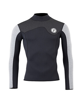Two Bare Feet Mens Aspect Fleece Lined Zipless Thermal 2.5mm Superstretch Wetsuit Top (Black/Grey/Grey)