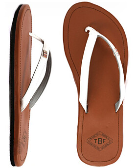 Two Bare Feet Olivia Ladies Sandals (White / Tan)