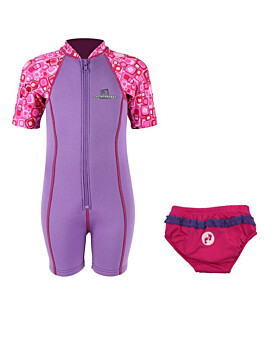 Essentials Baby Swim Kit - Patterned Lycra Arm Wetsuit + Swim Nappy (Lilac)