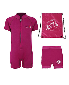 Deluxe Baby Swim Kit - Classic Wetsuit + Nappy Shorts + Bag (Raspberry)