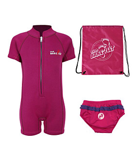 Deluxe Baby Swim Kit - Classic Wetsuit + Swim Nappy + Bag (Raspberry)