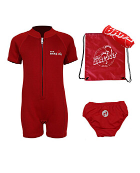 Premier Baby Swim Kit - Classic Wetsuit + Swim Nappy + Towel + Bag (Red)