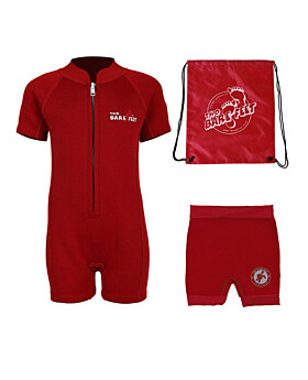 Deluxe Baby Swim Kit - Classic Wetsuit + Nappy Shorts + Bag (Red)