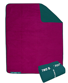 XL Sherpa Lined Waterproof Beach Travel Blanket (Sea Green/Raspberry)