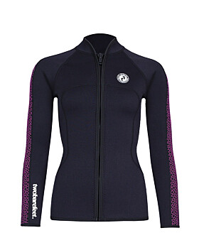 Two Bare Feet Womens Silicone Print Series Full Zip 2.5mm Wetsuit Jacket (Black/Raspberry)