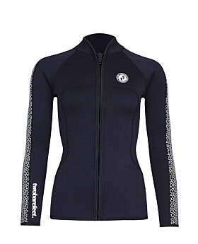 Two Bare Feet Womens Silicone Print Series Full Zip 2.5mm Wetsuit Jacket (Black/White)