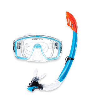 Two Bare Feet Adult Silicone Snorkel & Mask Set 1 (Aqua)