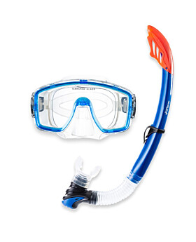 Two Bare Feet Adult Silicone Snorkel & Mask Set 1 (Blue)