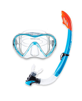 Two Bare Feet Adult Silicone Snorkel & Mask Set 3 (Aqua)