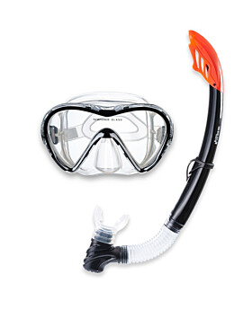 Two Bare Feet Adult Silicone Snorkel & Mask Set 3 (Black)