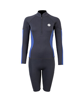 Two Bare Feet Unisex Perspective Half Zip 2.5mm Wetsuit Jacket & Shorts Set (Black/Blue)