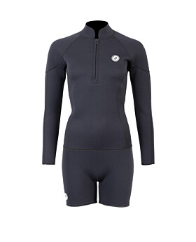 Two Bare Feet Unisex Perspective Half Zip 2.5mm Wetsuit Jacket & Hotpants Set (Black)