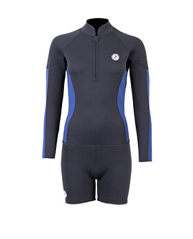Two Bare Feet Unisex Perspective Half Zip 2.5mm Wetsuit Jacket & Hotpants Set (Black/Blue)