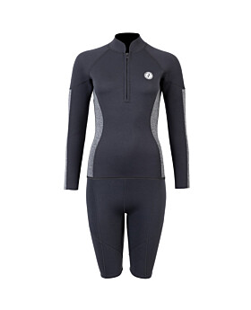 Two Bare Feet Unisex Perspective Half Zip 2.5mm Wetsuit Jacket & Shorts Set (Black/Grey)