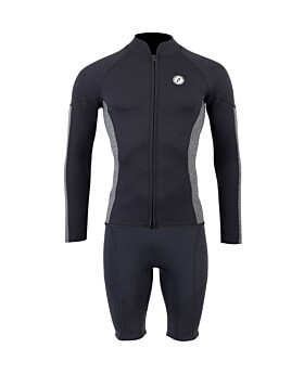 Two Bare Feet Perspective Full Zip 2.5mm Wetsuit Jacket & Shorts Set (Black/Grey)
