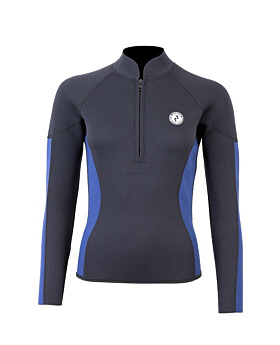 Two Bare Feet Unisex Perspective Half Zip 2.5mm Wetsuit Jacket (Black/Blue)