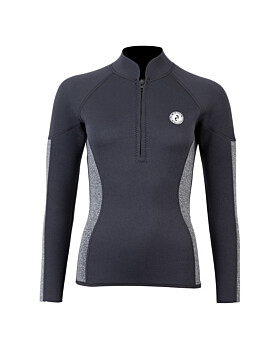 Two Bare Feet Unisex Perspective Half Zip 2.5mm Wetsuit Jacket (Black/Grey)