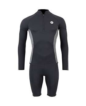 Two Bare Feet Perspective Half Zip 2.5mm Wetsuit Jacket & Shorts Set (Black/Grey)