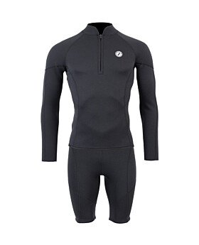 Two Bare Feet Mens Heritage Half Zip 3mm Wetsuit Jacket & Shorts Set (Black)