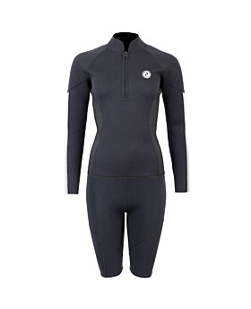 Two Bare Feet Unisex Perspective Half Zip 2.5mm Wetsuit Jacket & Shorts Set (Black/Grey/Grey)