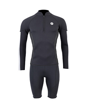 Two Bare Feet Perspective Half Zip 2.5mm Wetsuit Jacket & Shorts Set (Black/Grey/Grey)