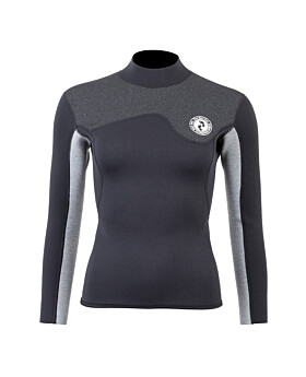 Two Bare Feet Womens Aspect Back Zip 2.5mm Wetsuit Jacket (Black/Grey/Grey)