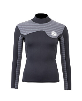 Two Bare Feet Womens Aspect Back Zip 2.5mm Wetsuit Jacket (Black/Grey Stripes)