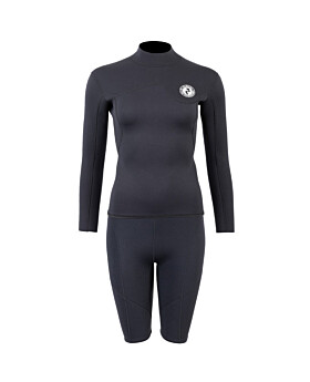 Two Bare Feet Womens Aspect Back Zip 2.5mm Wetsuit Jacket & Shorts Set (Black)