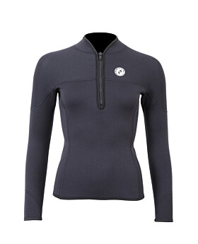 Two Bare Feet Womens Heritage 3mm Half Zip Long Sleeve Wetsuit Jacket (Black)