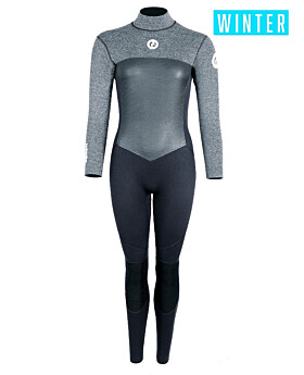 Two Bare Feet Thunderclap Pro 4/3mm Womens Winter Wetsuit (Black/Delta Grey)
