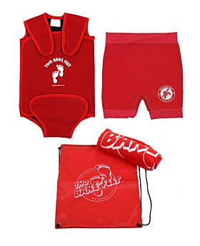Two Bare Feet Baby Swim Kit Deluxe - Wrap + Shorts + Towel + Swim Bag (Red)