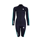 Two Bare Feet Womens Silicone Print Series 2.5mm Wetsuit Jacket & Shorts Set (Black/Mint)