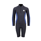 Two Bare Feet Junior Perspective Half Zip 2.5mm Wetsuit Jacket and Shorts Set (Black/Blue)