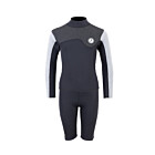Two Bare Feet Junior Aspect Fleece Lined Zipless Thermal 2.5mm Superstretch Wetsuit Top & Shorts Set (Black/Grey/Grey)