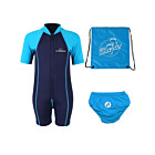 Deluxe Baby Swim Kit - Lycra Arm Wetsuit + Swim Nappy + Bag (Aqua)