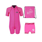 Deluxe Baby Swim Kit - Lycra Arm Wetsuit + Nappy Shorts + Bag (Pink)
