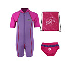 Deluxe Baby Swim Kit - Lycra Arm Wetsuit + Swim Nappy + Bag (Raspberry)
