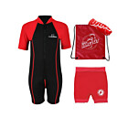 Premier Baby Swim Kit - Lycra Arm Wetsuit + Nappy Shorts + Towel + Bag (Red)