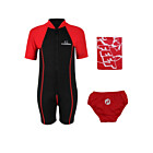 Deluxe Baby Swim Kit - Lycra Arm Wetsuit + Swim Nappy + Towel (Red)