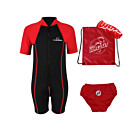 Premier Baby Swim Kit - Lycra Arm Wetsuit + Swim Nappy + Towel + Bag (Red)