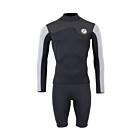 Two Bare Feet Mens Aspect Fleece Lined Zipless Thermal 2.5mm Superstretch Wetsuit Top & Shorts Set (Black/Grey/Grey)