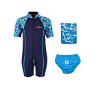 Deluxe Baby Swim Kit - Patterned Lycra Arm Wetsuit + Swim Nappy + Towel (Aqua)