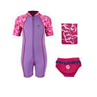 Deluxe Baby Swim Kit - Patterned Lycra Arm Wetsuit + Swim Nappy + Towel (Lilac)