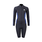 Two Bare Feet Unisex Perspective Full Zip 2.5mm Wetsuit Jacket & Shorts Set (Black/Blue)